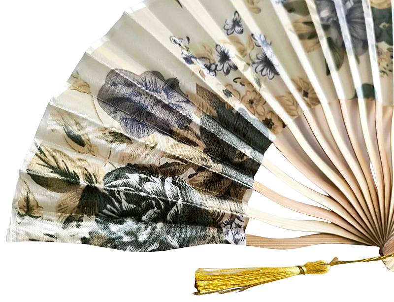 Skládací vějíř Wave Flowers zelený